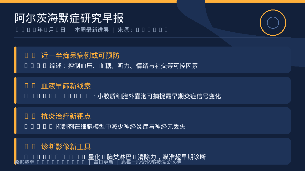 阿尔茨海默症研究早报 2026年9月5日